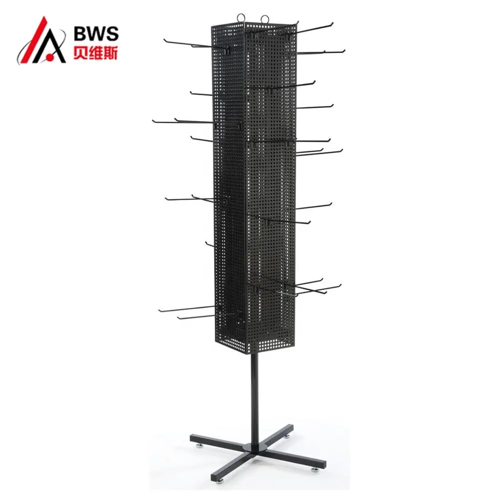 4-Sided Floor Display with Hook Elegant Rack Display for Products with Wheels — view 5