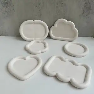 Factory Direct Cloud Love Flower Round Storage Tray Saucer Plaster Resin Drop Glue Silicone Mold For Home Decor