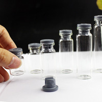 Flacon en verre de laboratoire de 5 ml/10 ml avec bouchon en caoutchouc, bouteille de stockage transparente pour expériences et prélèvements