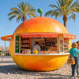 نحت فواكه كبير من الراتنج والألياف الزجاجية مخصص للديكور الخارجي على شكل جوز الهند والمانجو - Product Image 3