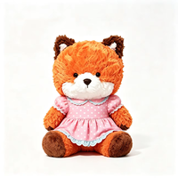 Peluche renard mignon avec robe en dentelle à pois, jouet en peluche doux et moelleux, peluche renard kawaii, cadeau pour enfants, jouet en peluche renard