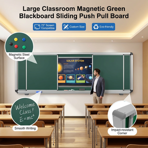 <span class=keywords><strong>Pizarra</strong></span> Magnética Verde <span class=keywords><strong>Grande</strong></span> para Aula, <span class=keywords><strong>Pizarra</strong></span> Deslizante de Empujar y Tirar, Montada en la Pared, Marco de Aluminio Escolar Personalizado - Product Image 1