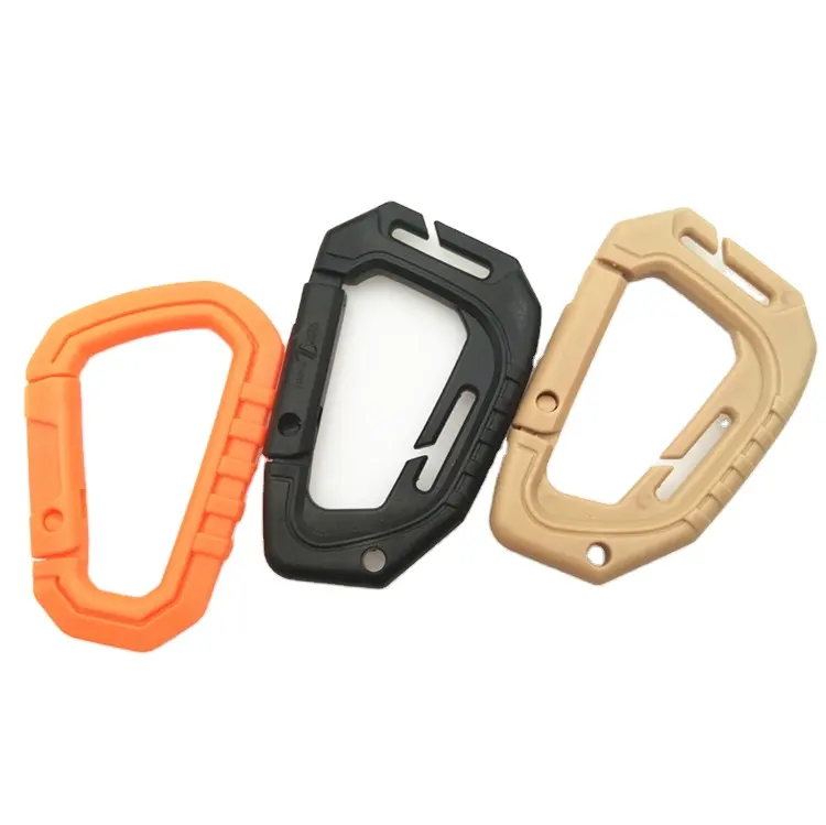 Wholesale plastic D shape quick release carabiner outdoor/hiking climbing hooks for bag accessories