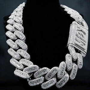 Collar Personalizado con Corte Baguette Vvs Moissanite, Estilo Hip Hop, Cadena Cubana de Oro Blanco 925, Joyería Fina para Hombre - Product Image 1