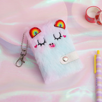 Venta al por mayor niños de dibujos animados de animales Mini cuaderno de cuentas de mano de felpa gato encantador libro de escritura mochila llavero colgante libro de bolsillo