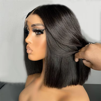 Venta al por mayor M Lagos Hairline HD pelucas delanteras de encaje 100% pelo humano indio crudo real Bob corto peluca 12 pulgadas 13x4 para pelucas frontales de encaje