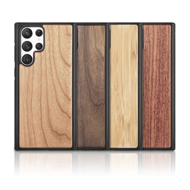 Phone Case Real Wooden Durable Real Wood Natural Shell Laser Engraving Custom Design for Samsung S24 S22