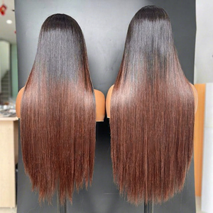 Perruque couleur pointe brune os droit brut extensions de cheveux humains vietnamiens pleine longueur 6 ''-32'' haute qualité pour les femmes - Product Image 1