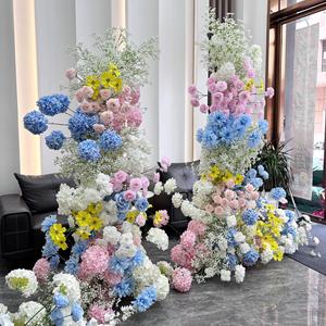 Arche de fleurs artificielles en soie en forme de cornes de taureau pour mariage, 8-9 pieds de haut, faite à la main pour la décoration de banquets d'hôtel - Product Image 2