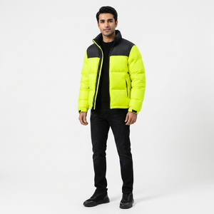 FINER THREADS Customized Canvas Bubble Puffer Jacket for Unisex Plus Size Black Stand Collar Front Logo Breathable Quick Dry - Product Image 1