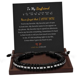 Nouveau bracelet en cuir tressé à la main à trois couches avec pierre naturelle, motif <span class=keywords><strong>code</strong></span> <span class=keywords><strong>Morse</strong></span> - Product Image 3