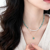 Nouveau Collier Ras du Cou Chinois de Luxe Léger en Perles d'Eau Douce Naturelles et Turquoise Fait Main, Vente en Gros 2026