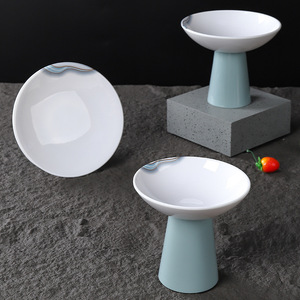 Tall Cold Dish <b>Plate</b> With Stand Round Solid Color Melamine Snack <b>Plate</b> For Party Hotel Restaurant Use - Product Image 3