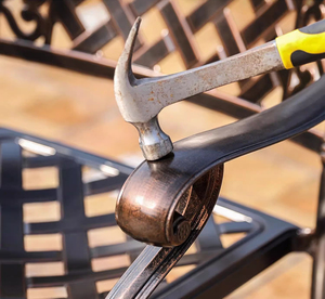 धातु वाणिज्यिक उद्यान आंगन आउटडोर फर्नीचर आयताकार 6 सीट प्राचीन 6 सीट प्राचीन लोहा डाइनिंग टेबल - Product Image 6