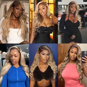 Parrucche all'ingrosso Ombre Brown Roots Ash Blonde in <span class=keywords><strong>Capelli</strong></span> Umani, Parrucca Frontale in Pizzo HD 13x6 Body Wave per <span class=keywords><strong>Donna</strong></span>, Senza Colla, con Pizzo Trasparente - Product Image 6