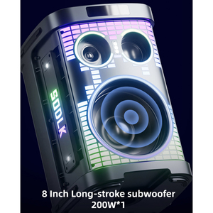 ลำโพงซับวูฟเฟอร์ SODLK K13 400W <span class=keywords><strong>8</strong></span> นิ้ว พร้อมไฟ RGB สุดอลังการ ไมโครโฟนไร้สาย 2 ตัว สำหรับคาราโอเกะ ช่องต่อไมค์กีตาร์ เสียงดังทรงพลัง เล่นได้ตลอดวัน - Product Image 4
