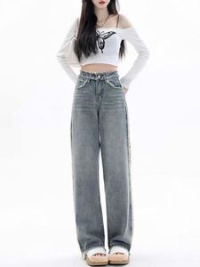 <span class=keywords><strong>Bufa</strong></span> Jeans à jambes larges pour femmes High Street Paint Pant Distressed Jeans baggy grande taille pour femmes - Product Image 4