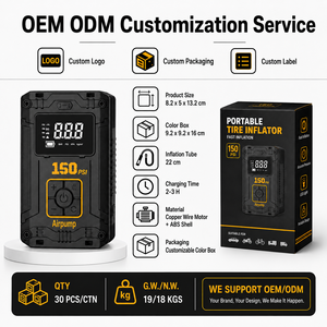 OEM ODM 150PSI Cordless Tire Inflator Portable Air Compressor <b>Pump</b> with Digital Gauge LED Light Power Bank SOS for Car Wholesale - Product Image 6