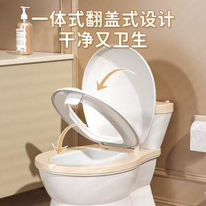 Siège de toilette simulé pour enfants avec son de chasse d'eau, pot d'apprentissage pour garçons et bébés, en matériau PP, couleur gris kaki - Product Image 5