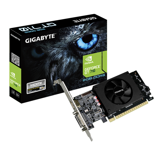 Used GIGABYTE GeForce GT 710 2G D5 Support PCI Express 2.0 X8 Bus Interface Graphics Card (GV-N710D5-2GL)