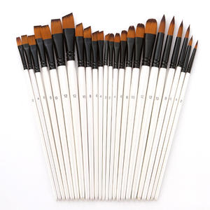 Ensemble de 6 pinceaux de peinture pour artistes, poils en nylon blanc, manche en bois, pointes plates/angulaires/rondes, pour acrylique, huile, aquarelle, gouache - Product Image 6