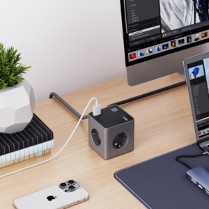ปลั๊กพ่วงคิวบ์ พาวเวอร์สตริป ปี 2026 พร้อมพอร์ต USB 1 ช่อง และพอร์ต C 2 ช่อง มาตรฐาน EU ปลั๊กพ่วงหลายช่อง PD20W สายต่อพ่วงสำหรับชาร์จเร็ว พร้อมสวิตช์ - Product Image 1