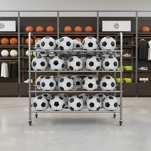 Support de présentation de ballons de football en métal sur roulettes, portable, de haute qualité, pour stades et magasins - Product Image 1