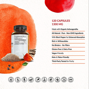 Ashwagandha Capsules Comprimés Supplément aux herbes Végétalien Sans Gluten Biologique Sans OGM Soutient l'Endurance de l'humeur Ashwagandha - Product Image 6