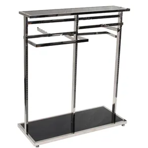 Stainless Steel Hanging Clothes Display Racks With Shoe Display Base