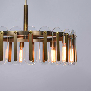 Factory Custom Modern Brass Glass Chandelier Source Manufacturer Decorative Circular Pendant <b>Light</b> for <b>Dining</b> Room Hotel - Product Image 4