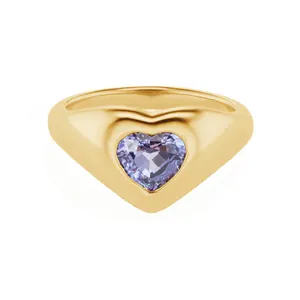 hot sale 925 sterling silver women ring trendy 18k gold plated beautiful zircon chunky heart gypsy ring
