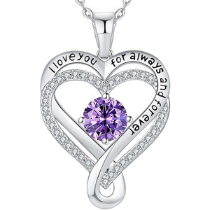 Collana a Doppio Strato in Argento Puro S925 con Cuore Eterno a Croce per Donne, Pendente a Cuore con Dodici Pietre Portafortuna - Product Image 6