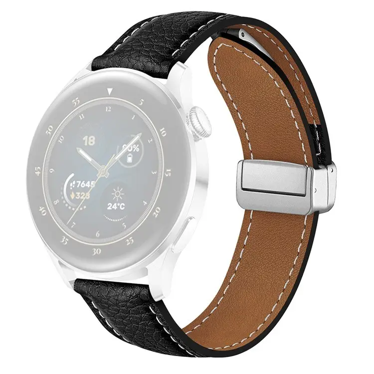 Pour Samsung Galaxy Watch3 45mm Huawei Watch GT 4 46mm Bracelet en cuir 22mm Bracelet de montre magnétique