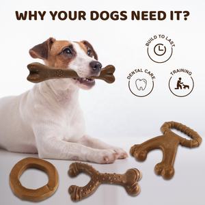 Produsen bentuk kustom tahan lama 4 buah Mainan Gigit anjing tulang garpu kayu tulang plastik untuk anak anjing kecil sedang besar penggunaan sehari-hari hadiah - Product Image 2