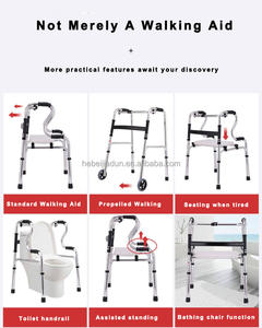 Déambulateur pliable en alliage d'aluminium, réglable en hauteur sur 8 positions, pour personnes âgées, usage domestique - Product Image 4