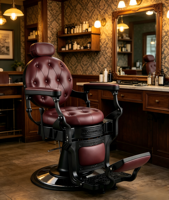 Fauteuil de Barbier Ergonomique Moderne en Métal Inclinable avec Appui-tête, Design Unisexe pour Salons et Espaces de Loisirs, Emballage pour Envoi Postal