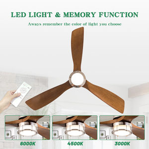 Quạt trần gỗ liền khối 60 inch 3 cánh Tuya <span class=keywords><strong>App</strong></span> tích hợp đèn LED, điều khiển từ xa, màu tự nhiên - Product Image 4