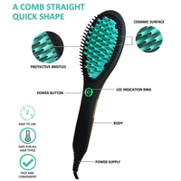 Brosse lissante chauffante professionnelle 2-en-1 pour femmes : brosse et peigne chauffants pour lisser les cheveux