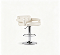 Chaise de bar pivotante à hauteur réglable avec accoudoirs et dossier en cuir PU, base métallique, pour usage commercial et domestique, tabouret de comptoir de bar, vente en gros