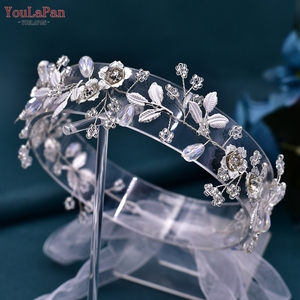 YouLaPan Legierung Blumen Braut Stirnband Kristall Hochzeit Haarkranz Tiara Handgefertigt Elegantes Damen Haarband Braut Kopfschmuck <span class=keywords><strong>HP350</strong></span> - Product Image 6