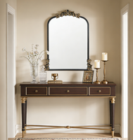 Miroir mural de style baroque européen de luxe, ornementé de motifs dorés, miroir décoratif pour entrée, hall d'entrée, salon