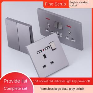 Enchufe eléctrico universal, enchufe de pared múltiple gris y enchufe de pared de teléfono, enchufe de pared del Reino Unido, placa de enchufe de interruptor eléctrico de vidrio - Product Image 2