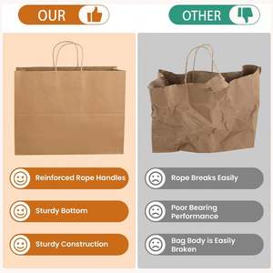 Sac fourre-tout en papier kraft noir de luxe, durable, biodégradable et écologique, avec poignées - Product Image 3