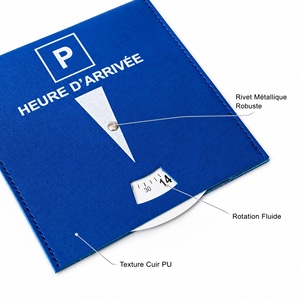Disque de stationnement en cuir PU 15x15cm version française, avec logo personnalisé, pour zone bleue, minuteur de stationnement standard pour le marché français - Product Image 2