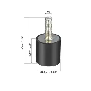 M6 Gewinde Gummihalterungen, Vibrationsisolierer, zylindrischer Stoßdämpfer mit Stollen 20 mm × 20 mm 4-teilig