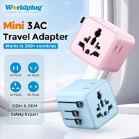 Adaptador de Viaje Universal, Entrada de 100-250V, 2500W, Convertidor de Corriente Global Todo en Uno, Enchufe de Pared con Protección Contra Sobretensión