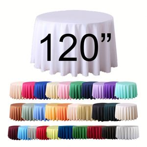 Polyester <b>Round</b> <b>Table</b> <b>Cloth</b> 3m White Wedding Luxury Tablecloth Cover for Event - Product Image 1