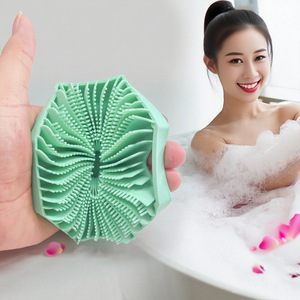 Hexagonal <b>Bath</b> Brush Silicone Flower Shape Body <b>Scrubber</b> Massage Brush For <b>Bath</b> Shower - Product Image 3
