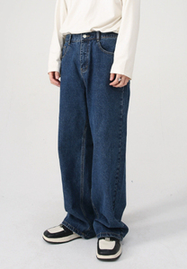 Dropshipping High Quality Cotton Acid Wash <b>Jeans</b> Custom Wide Leg Manufacturer Vintage Sunfaded Heavyweight Denim Jeanes for <b>Men</b> - Product Image 3