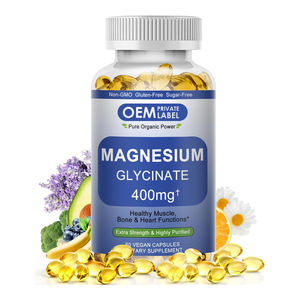 OEM Magnesium Glycinate Supplement 400mg Bisglycinate Magnesium Glycinate Softgels Capsules for Muscle Heart <b>Sleep</b> Bone Support - Product Image 1